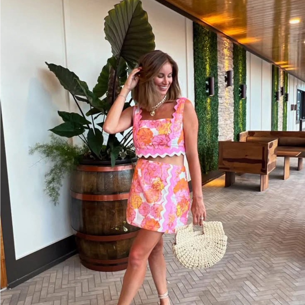 Vestique Vibrant Floral Mini Skirt and Top set